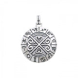 Zodiac Symbol Wheel Silver Pendant TPD870