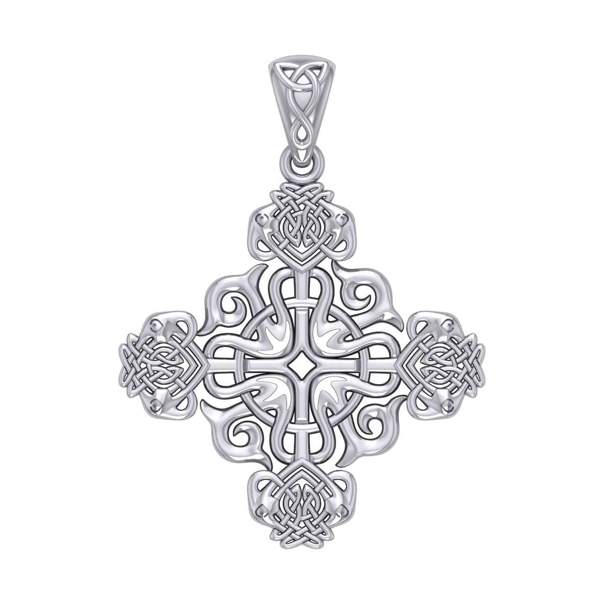 Modern Celtic Knotwork Cross Silver Pendant TPD984 - Jewelry