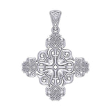 Modern Celtic Knotwork Cross Silver Pendant TPD984