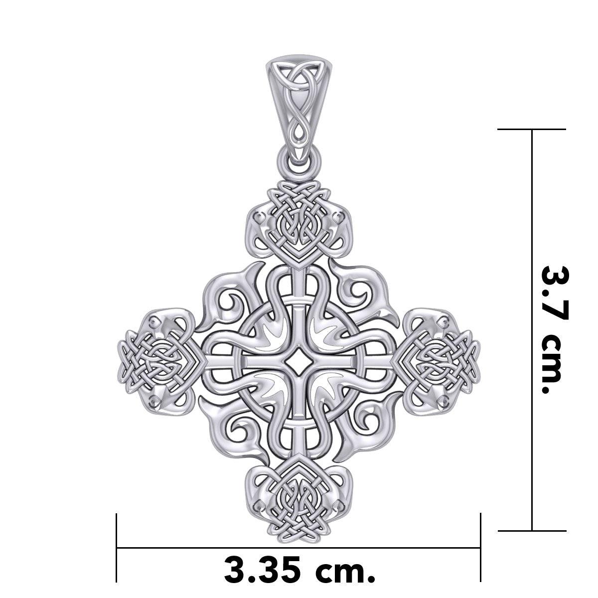 Modern Celtic Knotwork Cross Silver Pendant TPD984 - Jewelry