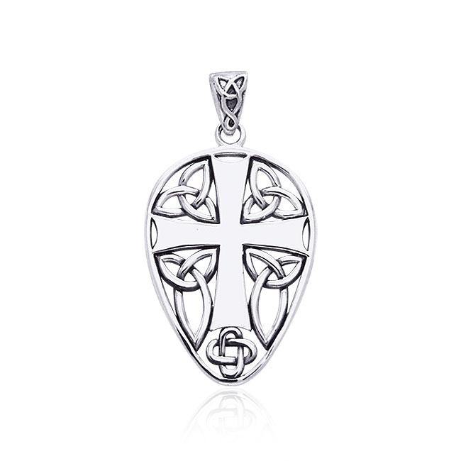 Celtic Knotwork Cross Shield Silver Pendant TPD990 - Jewelry