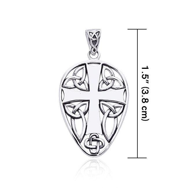 Celtic Knotwork Cross Shield Silver Pendant TPD990 - Jewelry