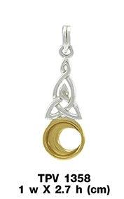 Celtic Knot Gold Accent Moon Silver Pendant TPV1358 - Jewelry