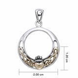 Celtic Claddagh & Celtic Knotwork Silver and 14K Gold accent Pendant TPV1442 - Jewelry