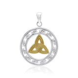 Celtic Trinity Knotwork Silver and 14k Gold Accent Pendant TPV3388