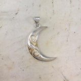 Spiral Crescent Moon Silver and 14K Gold Accent Pendant TPV3411 - Jewelry