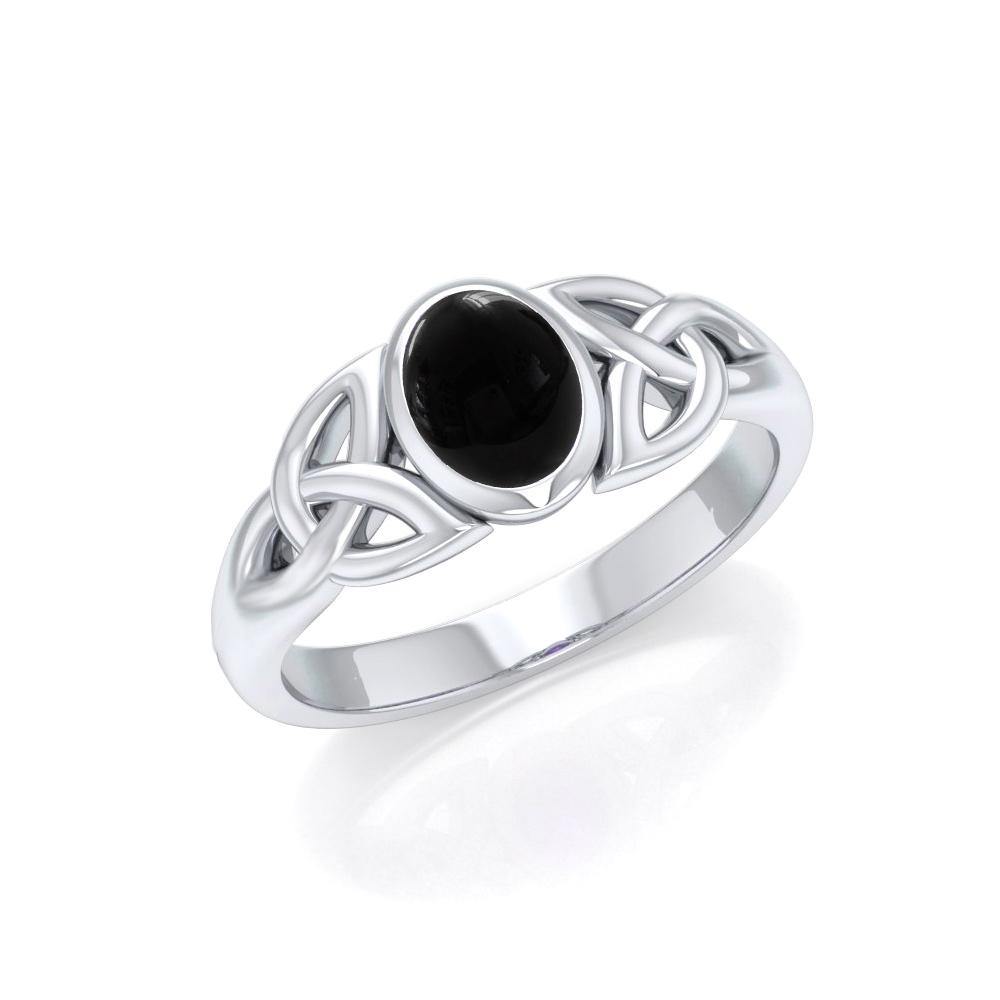 Love in interconnectedness ~ Sterling Silver Celtic Triquetra Knot Ring with Gemstone TR1420 - Jewelry