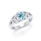 Love in interconnectedness ~ Sterling Silver Celtic Triquetra Knot Ring with Gemstone TR1420 - Jewelry