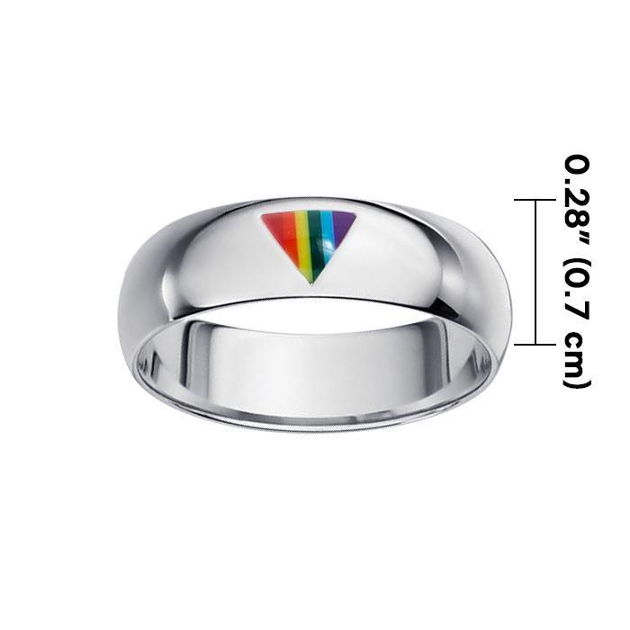 Rainbow Triangle Inlay Silver Band Ring TR1422 - Jewelry