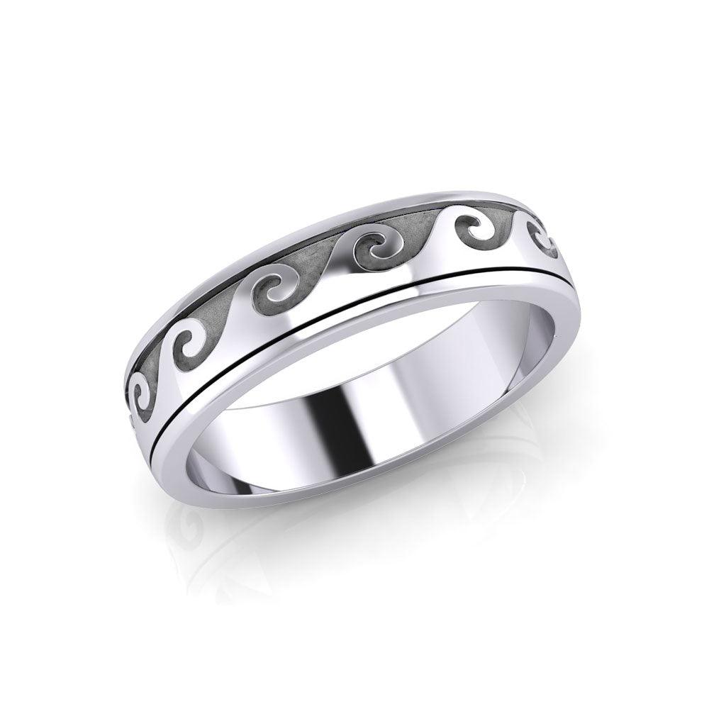 Wave Curl Silver Spinner Ring TR1674 - Jewelry