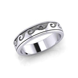 Wave Curl Silver Spinner Ring TR1674 - Jewelry