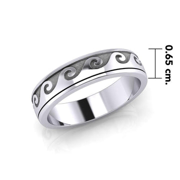Wave Curl Silver Spinner Ring TR1674 - Jewelry
