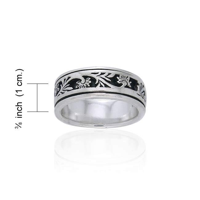 Silver Flower Spinner Ring TR1690 - Jewelry