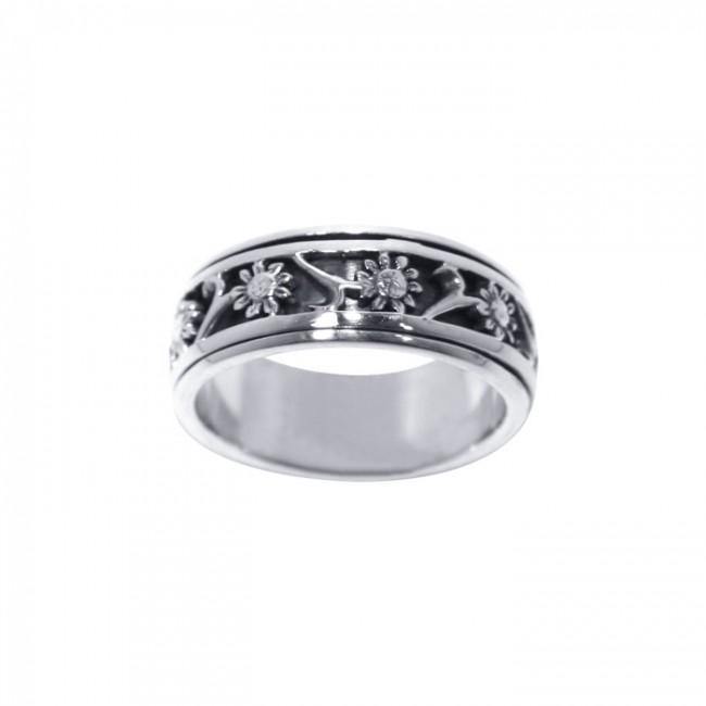 Silver Flower Spinner Ring TR1691 - Jewelry