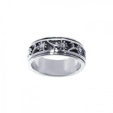 Silver Flower Spinner Ring TR1691 - Jewelry