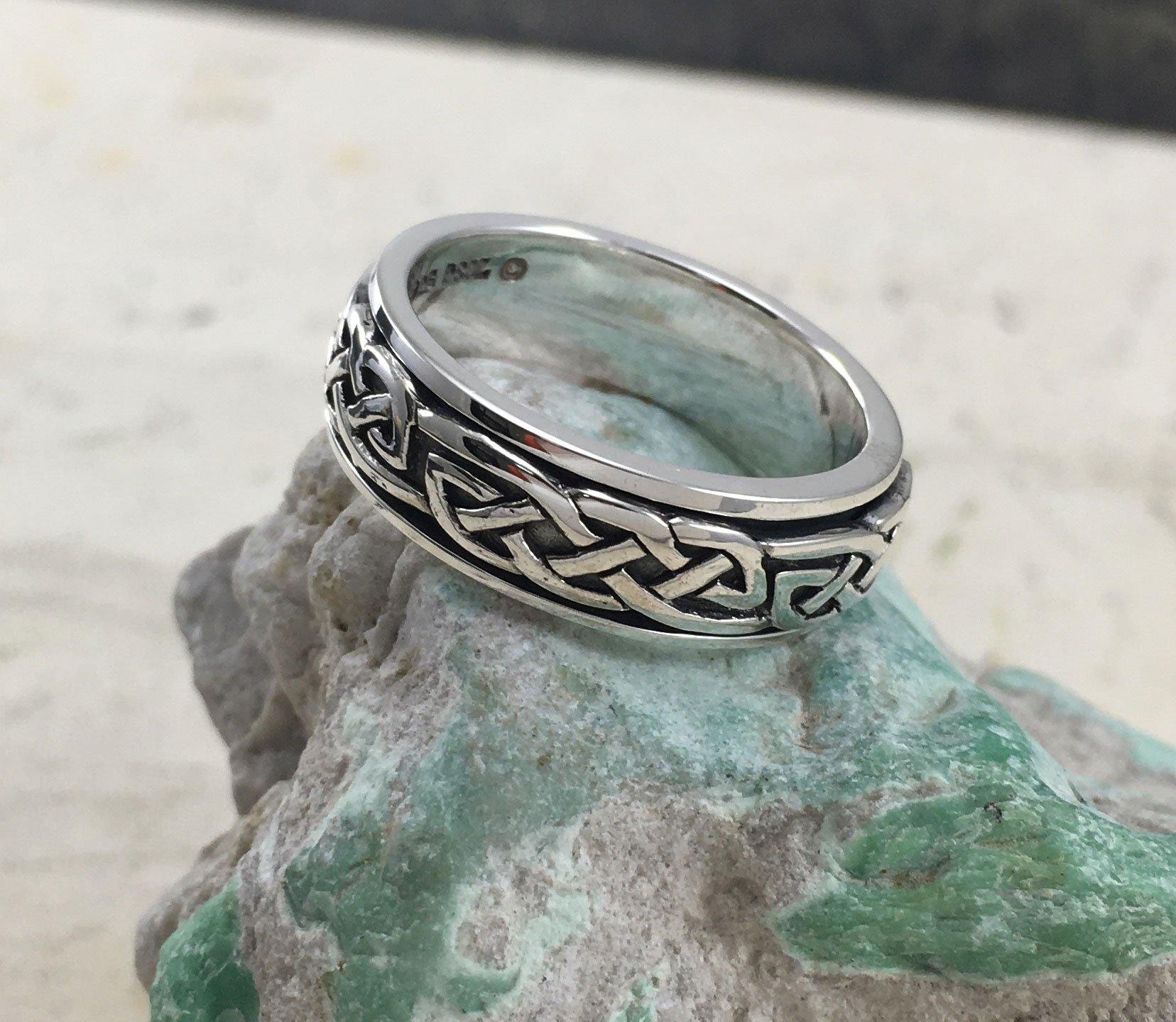 Celtic Knotwork Silver Wedding Spinner Ring TR1757 - Jewelry