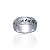 God Bless America Silver Band Ring TR1790 - Jewelry