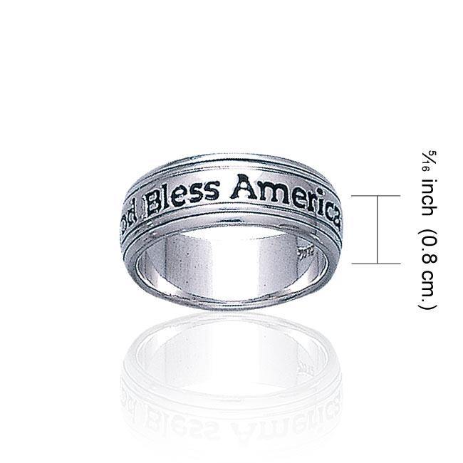 God Bless America Silver Band Ring TR1790 - Jewelry