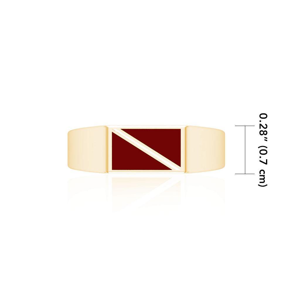 Dive Flag Solid Gold Ring with Enamel GTR1794 - Jewelry