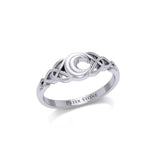 Celtic Knotwork Crescent Moon Sterling Silver Ring TR1802