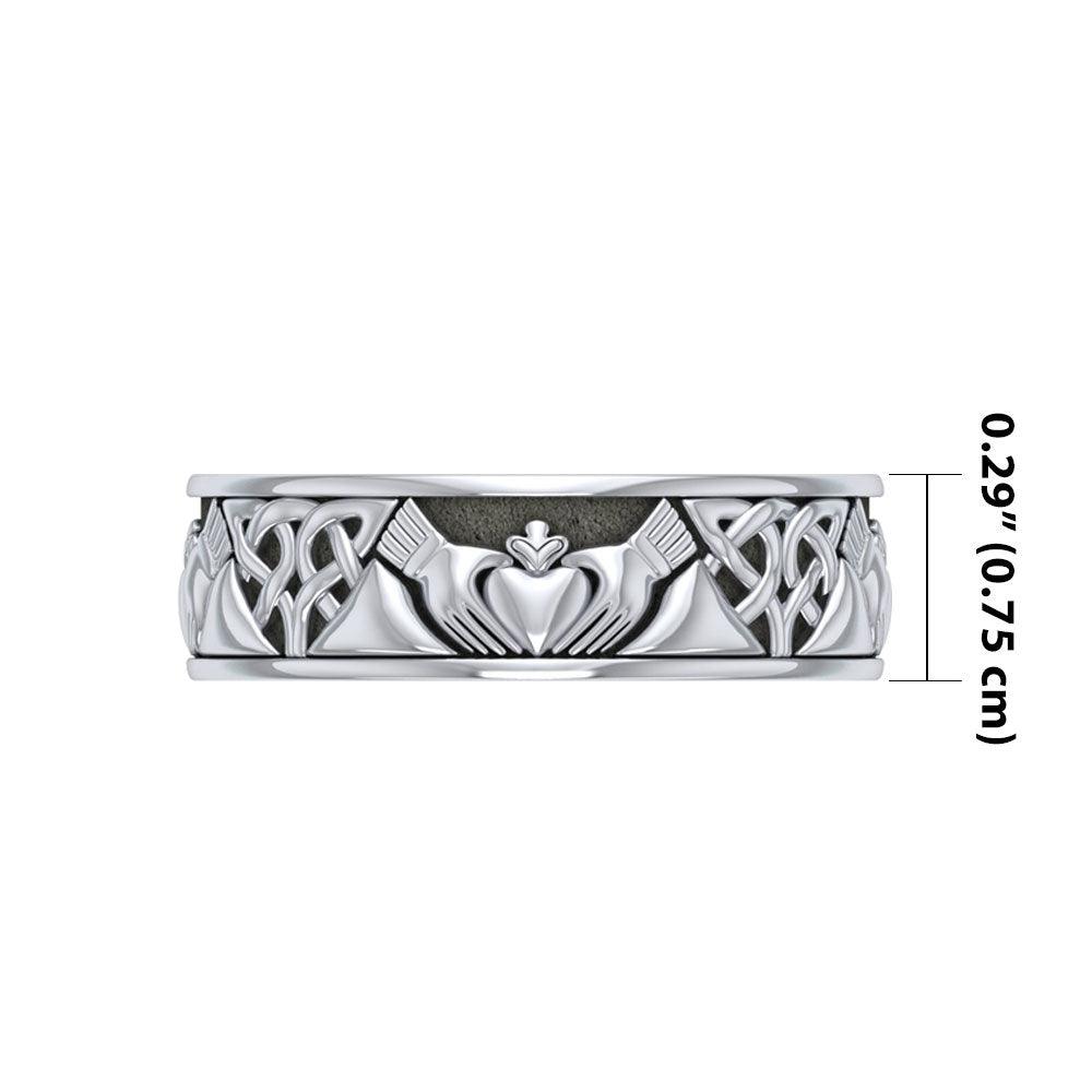 A love to last a lifetime Celtic Knotwork Claddagh Sterling Silver Ring TR3355 - Jewelry