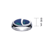 Modern Oval Shape Inlaid Silver Ring with Side Motif TR3379 - Jewelry