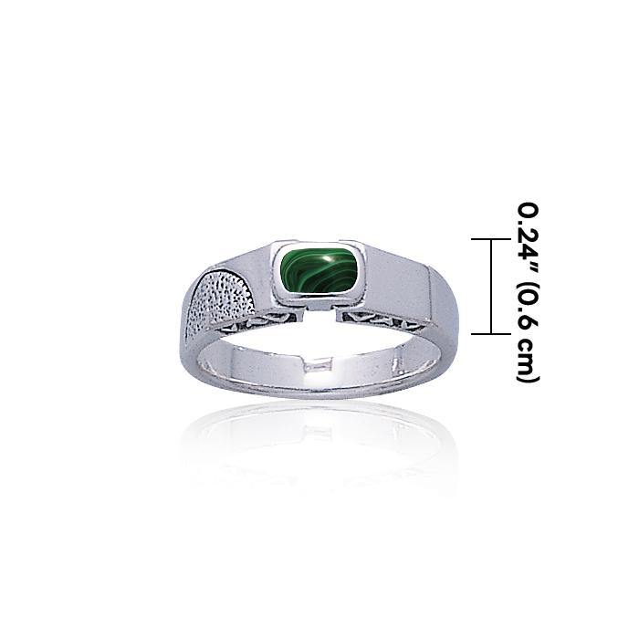 Modern Band Ring with Rectangle Gemstone TR3442 - Jewelry