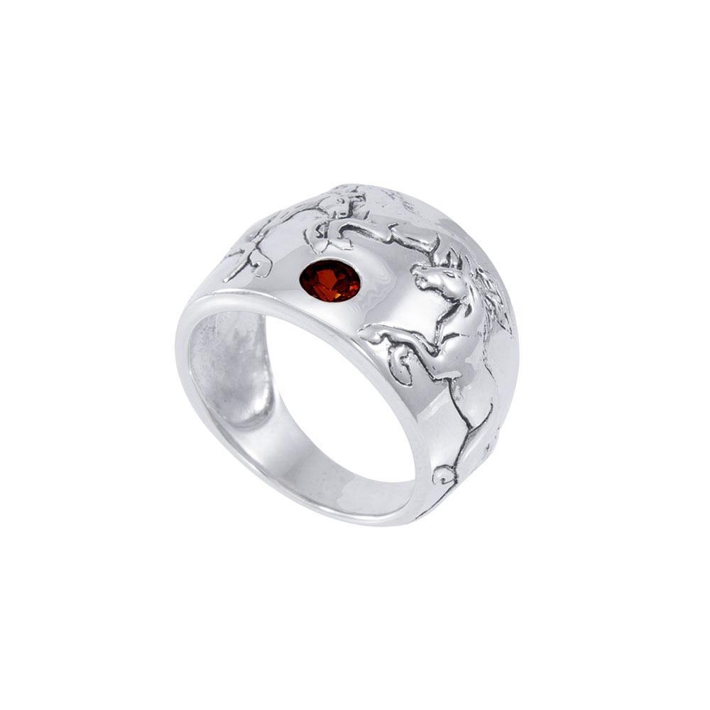 Running Horses Silver Ring TR3549 - Jewelry