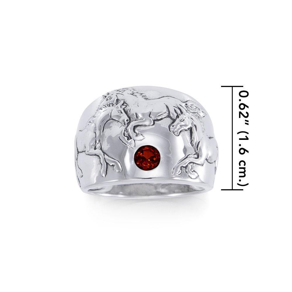 Running Horses Silver Ring TR3549 - Jewelry
