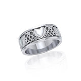 Celtic Knotwork and Hearts Sterling Silver Ring TR3644