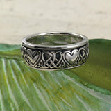 Celtic Knotwork Silver Heart Spinner Ring TR3644 - Jewelry