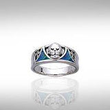 Skull Silver Ring with Inlay TR3661 - Jewelry