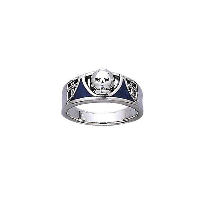 Skull Silver Ring with Inlay TR3661 - Jewelry