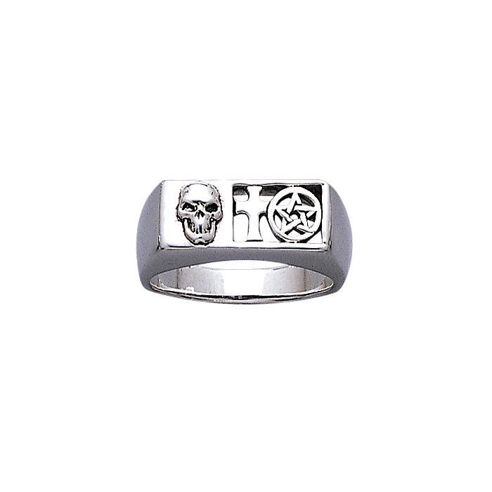 Skull Cross with The Star Silver Ring TR3671 - Jewelry