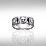 Skull Silver Band Ring with Inlay TR3679 - Jewelry