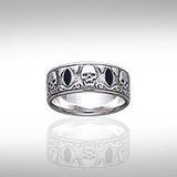 Skull Silver Band Ring with Inlay TR3679 - Jewelry