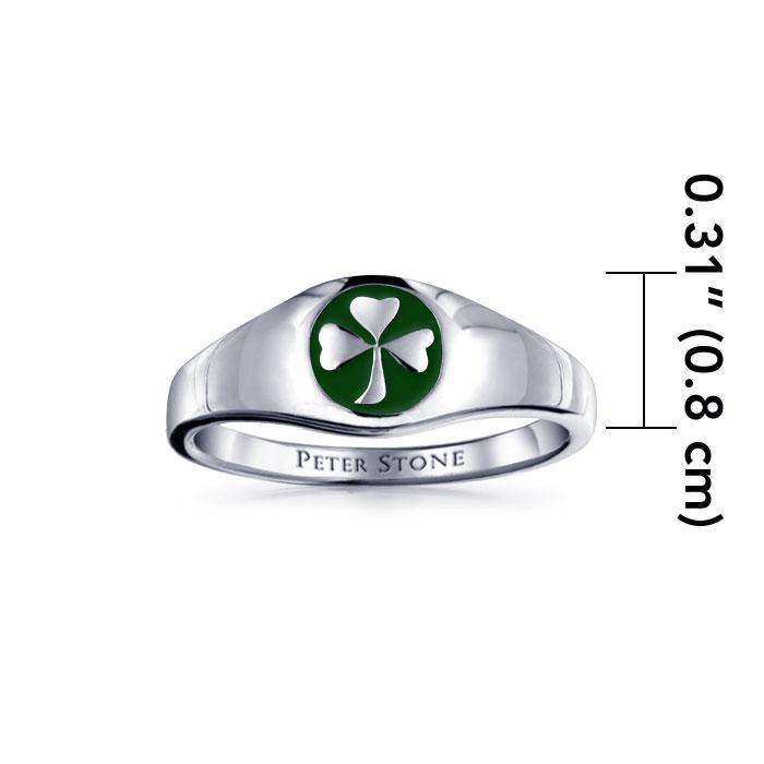 Celtic Shamrock Silver Ring with Enamel TR3686 - Jewelry