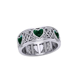 Celtic Hearts Spinner Ring with Inlay Stone TR3694 - Jewelry