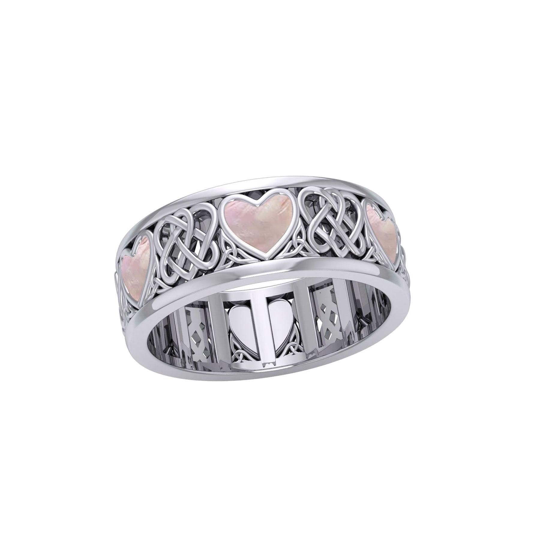 Celtic Hearts Spinner Ring with Inlay Stone TR3694 - Jewelry