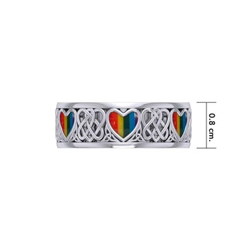 Celtic Hearts Spinner Ring with Inlay Stone TR3694 - Jewelry