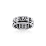 Celtic Trinity Shamrock Thistle Silver Spinner Ring TR3743 - Jewelry
