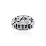 Celtic Trinity Shamrock Thistle Silver Spinner Ring TR3743 - Jewelry