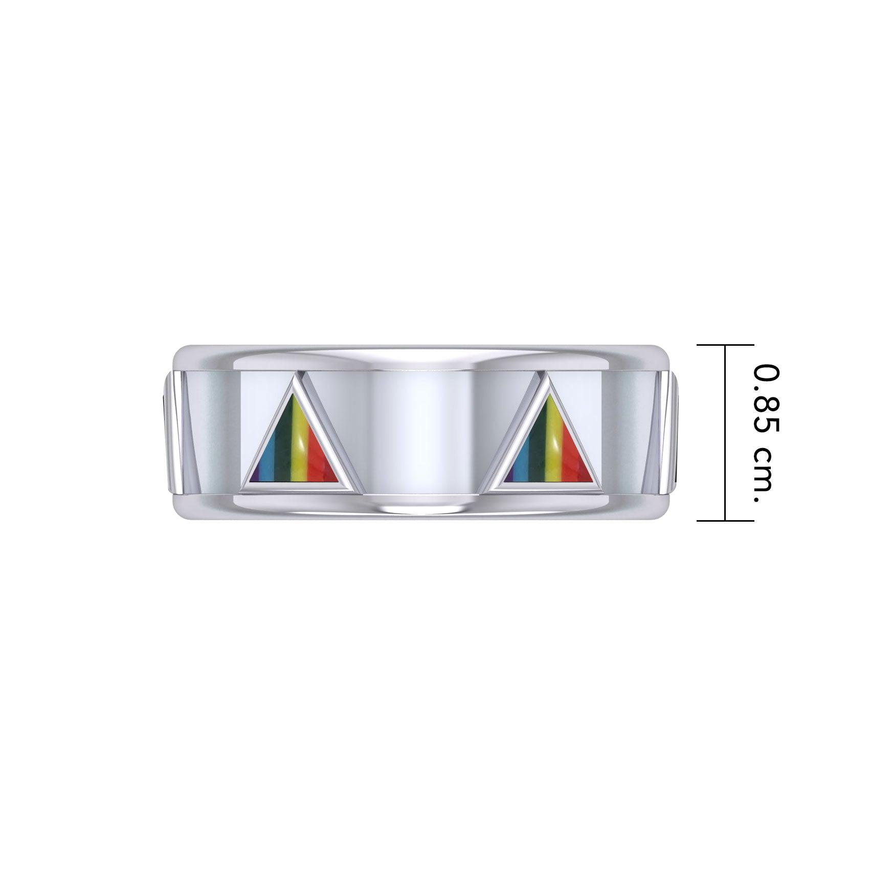 Triangles Silver Spinner Ring with Inlay TR3744 - Jewelry