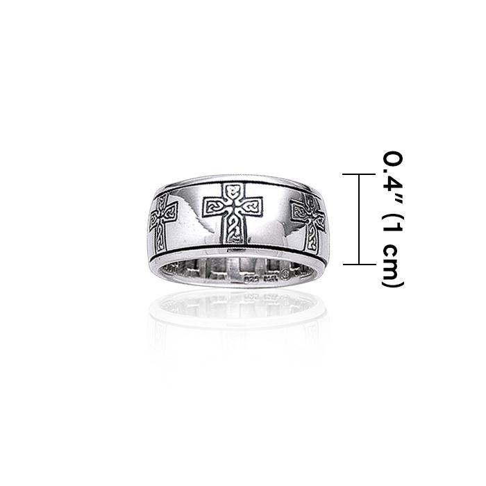 Celtic Knotwork Sterling Silver Cross Spinner Ring TR3779 - Jewelry