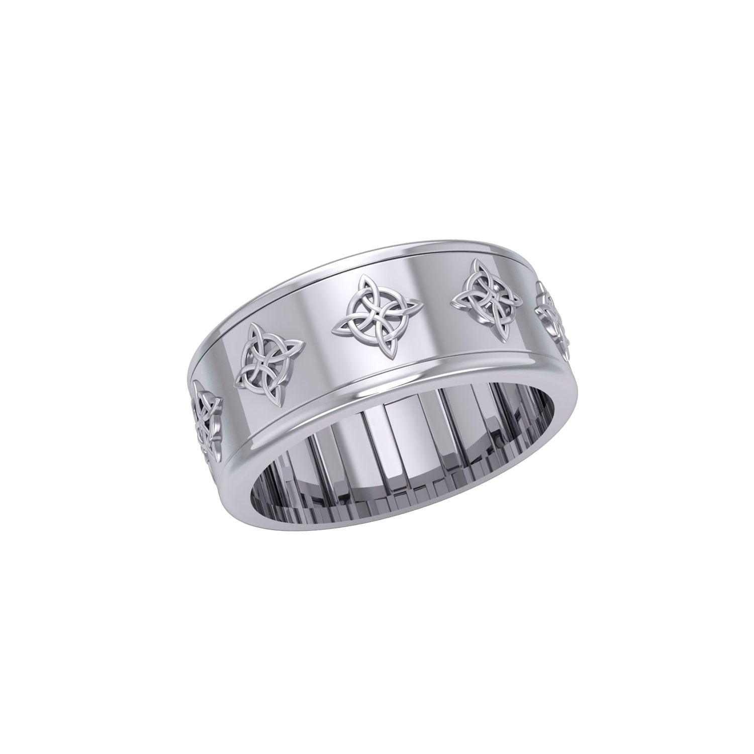 Celtic Quaternary Knot Silver Spinner Ring TR3812 - Jewelry