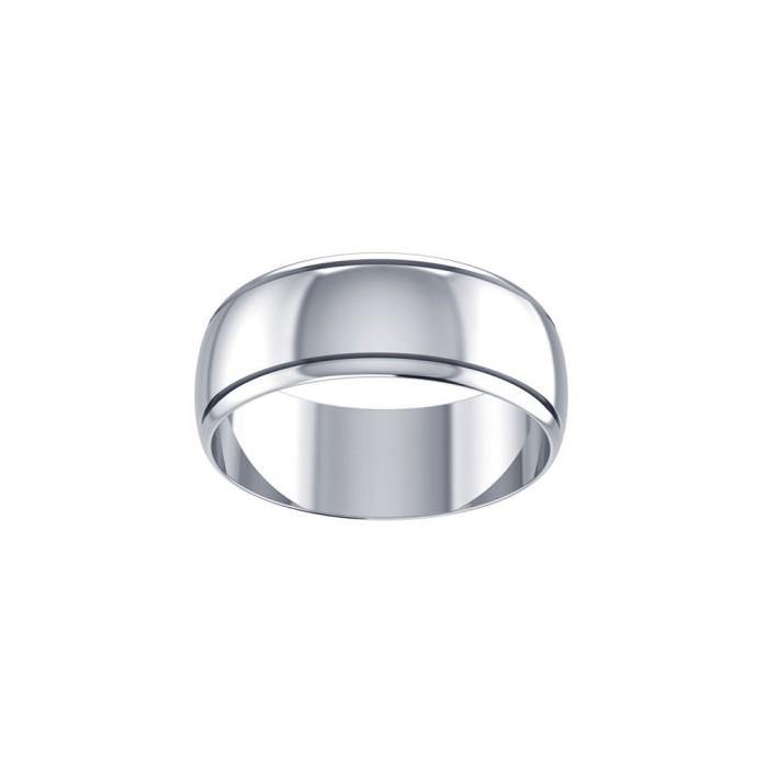 Wedding Silver Band Ring With Stripe TR3866 - Jewelry