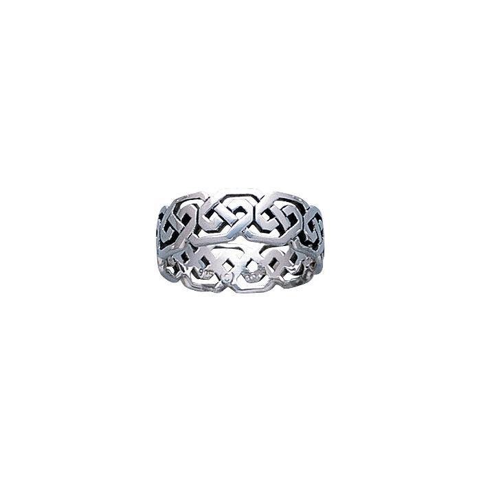 Modern Celtic Knot Silver Ring TR392 - Jewelry