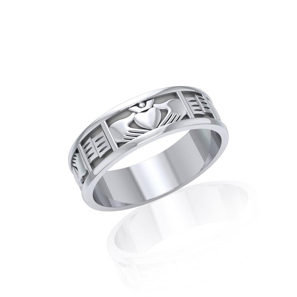 Irish Claddagh Silver Band Ring TR403 - Jewelry