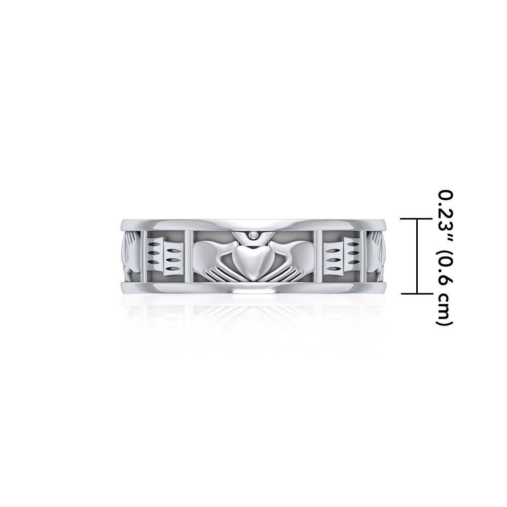 Irish Claddagh Silver Band Ring TR403 - Jewelry