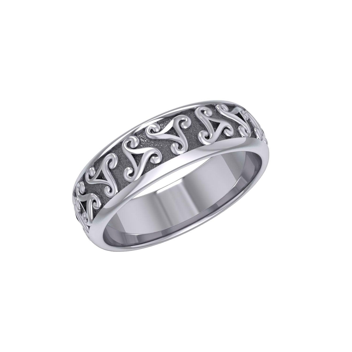 Celtic Silver Spiral Triskele Ring TR405 - Jewelry
